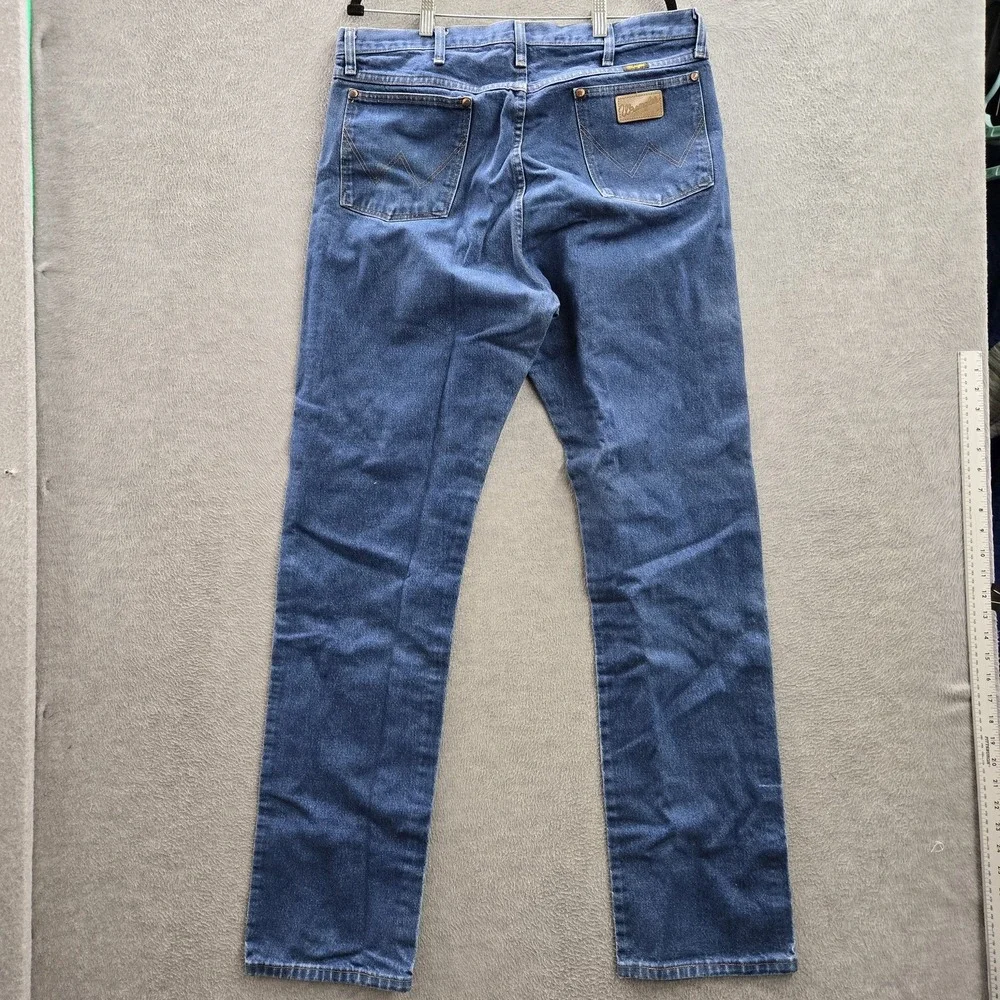 Wrangler Men Jeans 38X36 Blue Denim Cowboy Cut Classic Button‎ 34